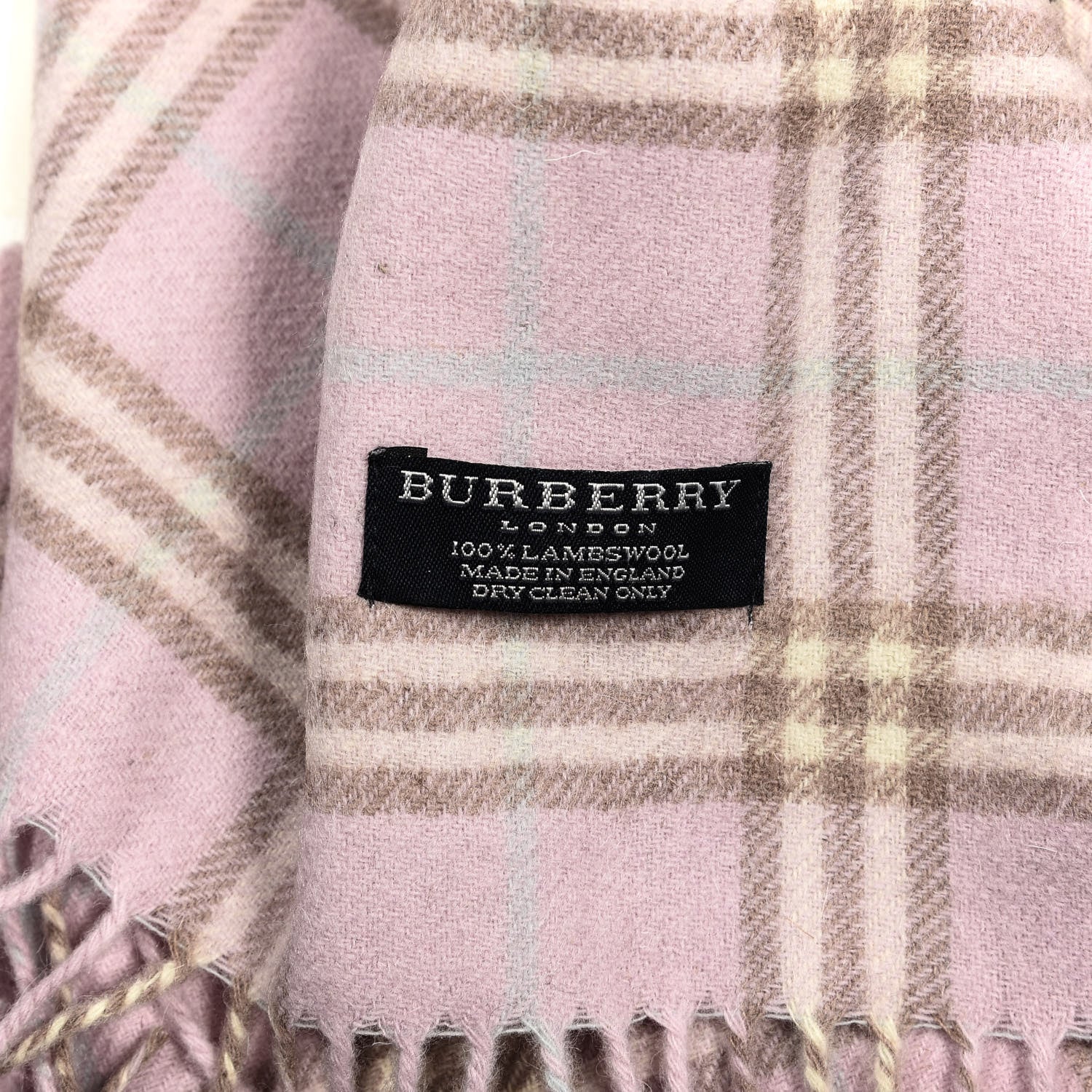 Burberry Lambswool Check Fringe Scarf Pink 3 of 3