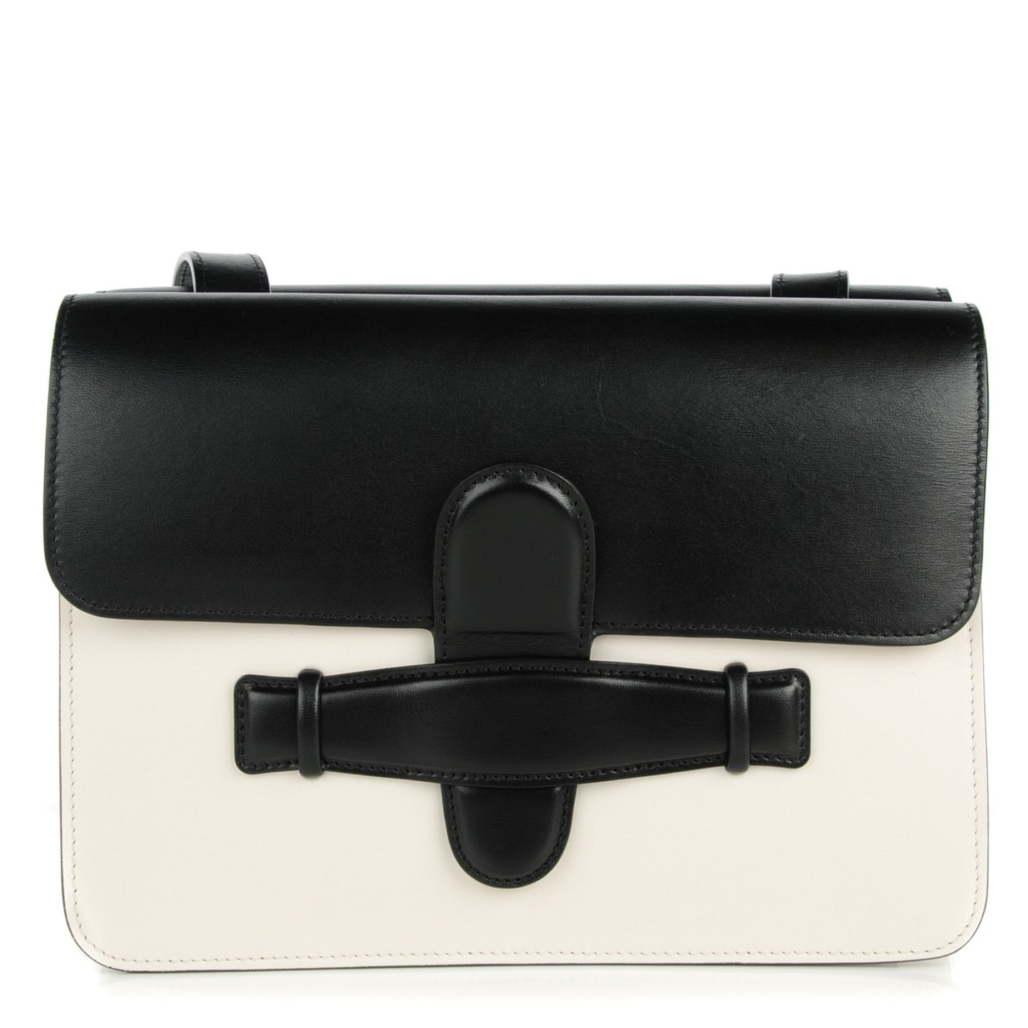 Box Calfskin Medium Bi-Color Symmetrical Bag Black