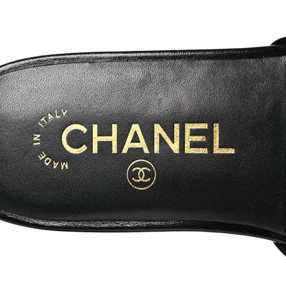 Chanel Shiny Calfskin Crystal CC Sandals 37 Black 8 of 10