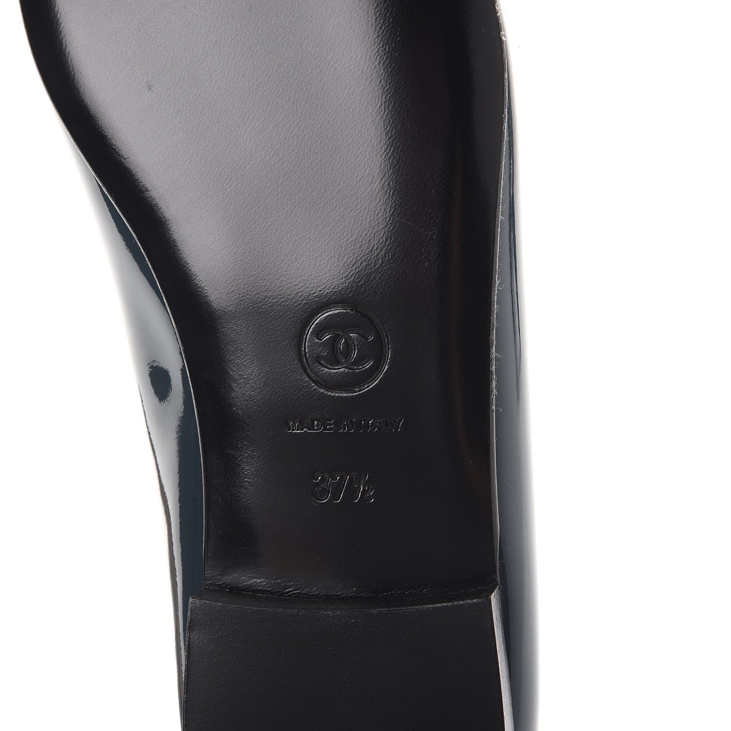Chanel Patent CC Cap Toe Ballerina Flats 37.5 Dark Blue 6 of 10