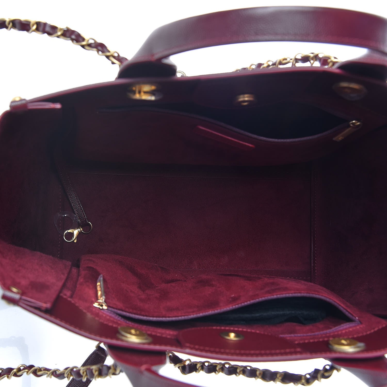 Chanel Caviar Small Studded Deauville Tote Burgundy 8 of 10