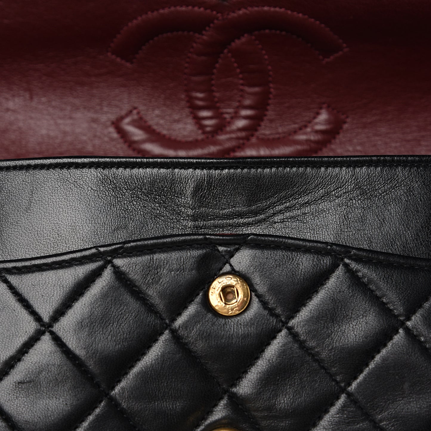 Lambskin Quilted Medium Double Flap Black