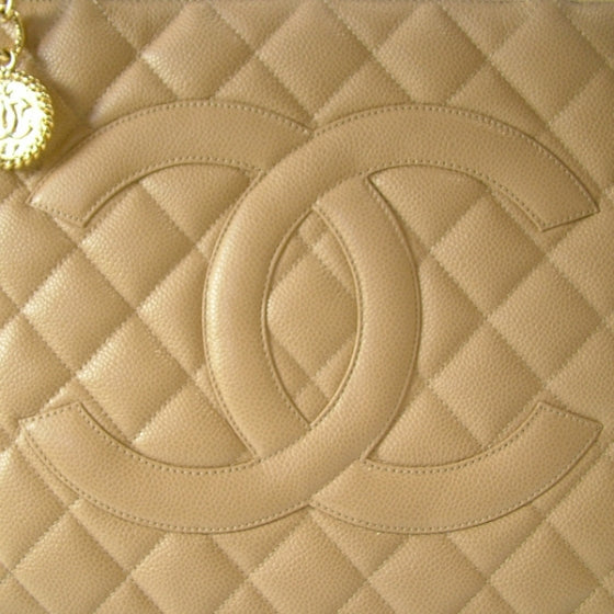 Caviar Quilted Medallion Tote Beige