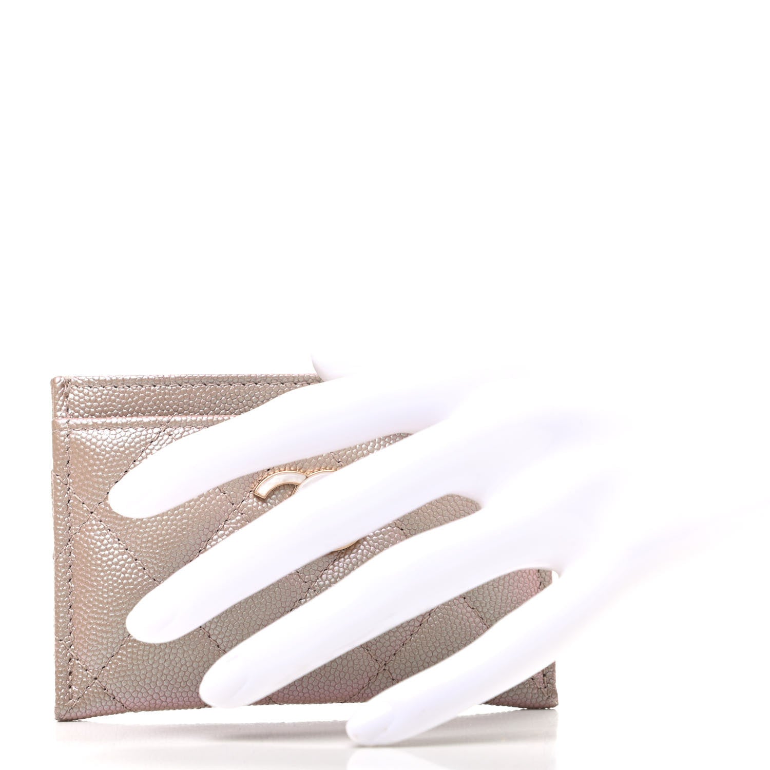 Chanel Iridescent Caviar Quilted Card Holder Beige 2 of 8