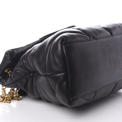 Saint Laurent Lambskin Quilted Medium Loulou Puffer Monogram Chain Satchel Black 10 of 13