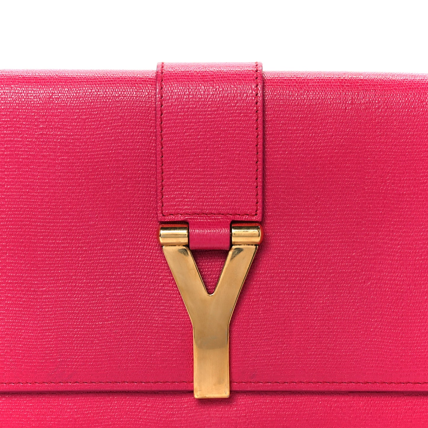 Textured Calfskin Y Ligne Clutch Fuchsia