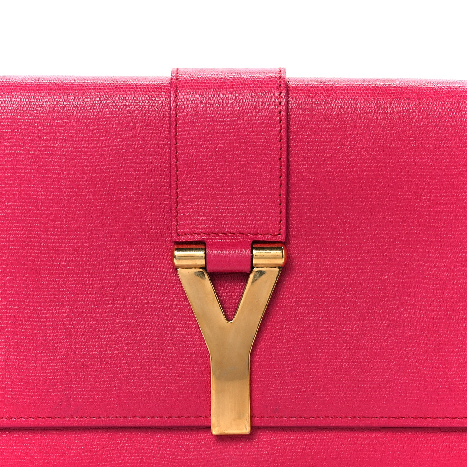 Saint Laurent Textured Calfskin Y Ligne Clutch Fuchsia 13 of 14