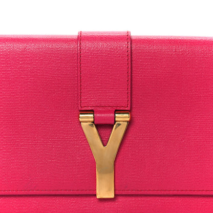 Saint Laurent Textured Calfskin Y Ligne Clutch Fuchsia 13 of 14