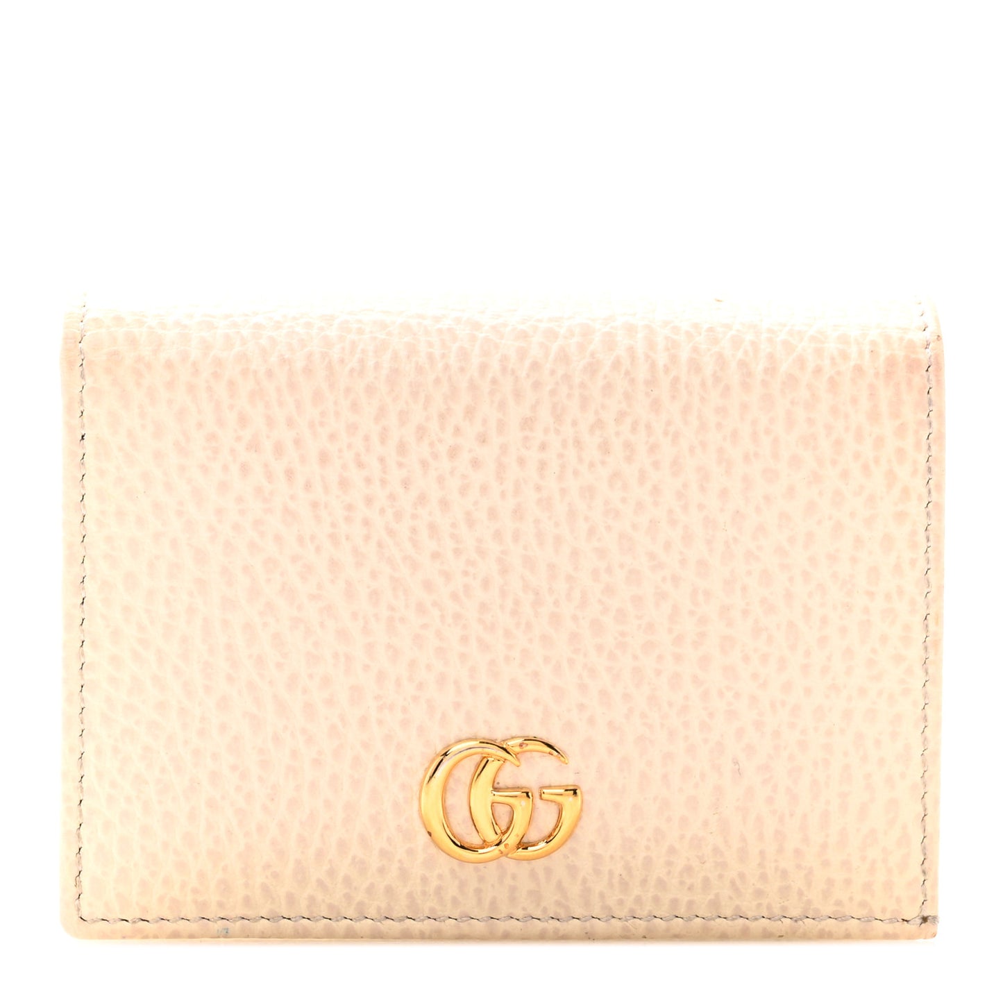 Dollar Calfskin Bi- Color GG Marmont Card Case Oatmeal Light Green