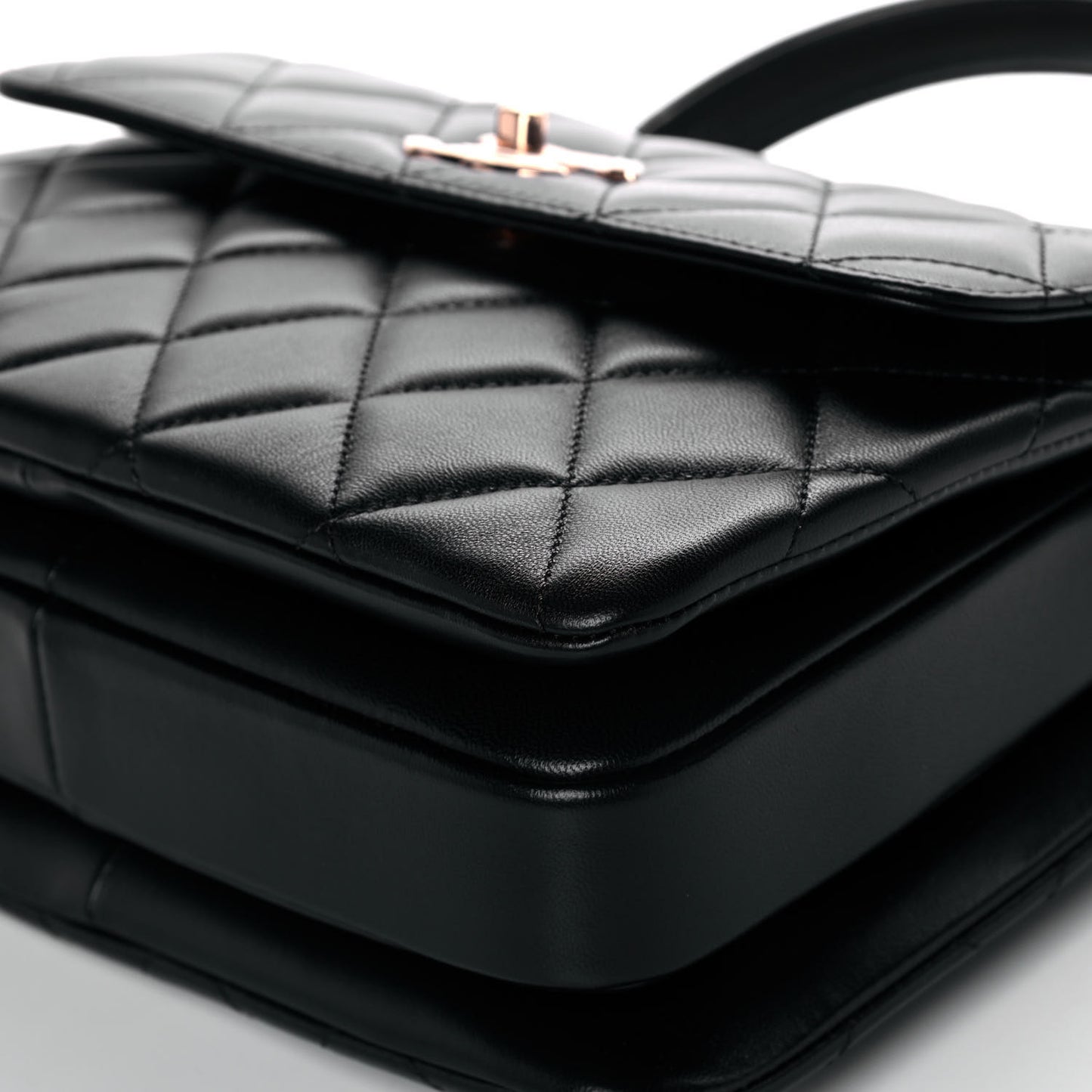 Lambskin Quilted Small Trendy CC Dual Handle Flap Bag Black