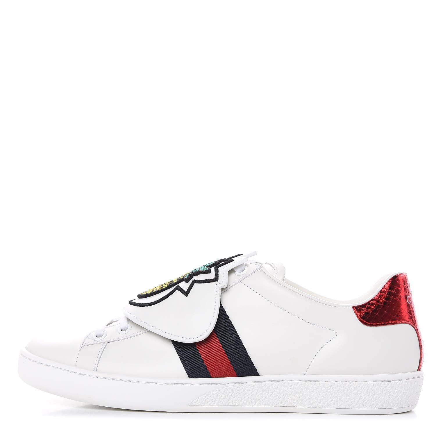 Gucci Calfskin Ayers Crystal Web Womens New Ace Pineapple Sneakers 38 White 1 of 10