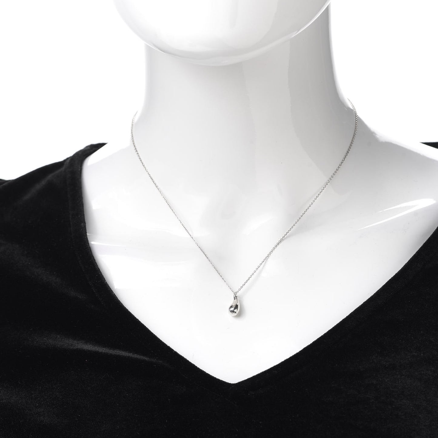 Sterling Silver 12mm Elsa Peretti Tear Drop Pendant Necklace