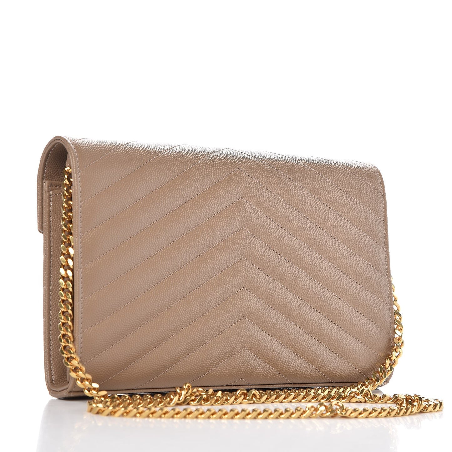 Grain De Poudre Matelasse Chevron Monogram Chain Wallet Light Taupe