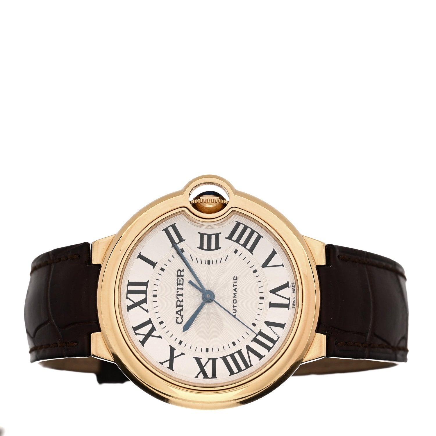 Cartier 18K Yellow Gold Alligator 36mm Ballon Bleu De Cartier Automatic Watch Brown 2 of 5
