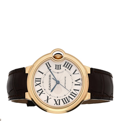 Cartier 18K Yellow Gold Alligator 36mm Ballon Bleu De Cartier Automatic Watch Brown 2 of 5
