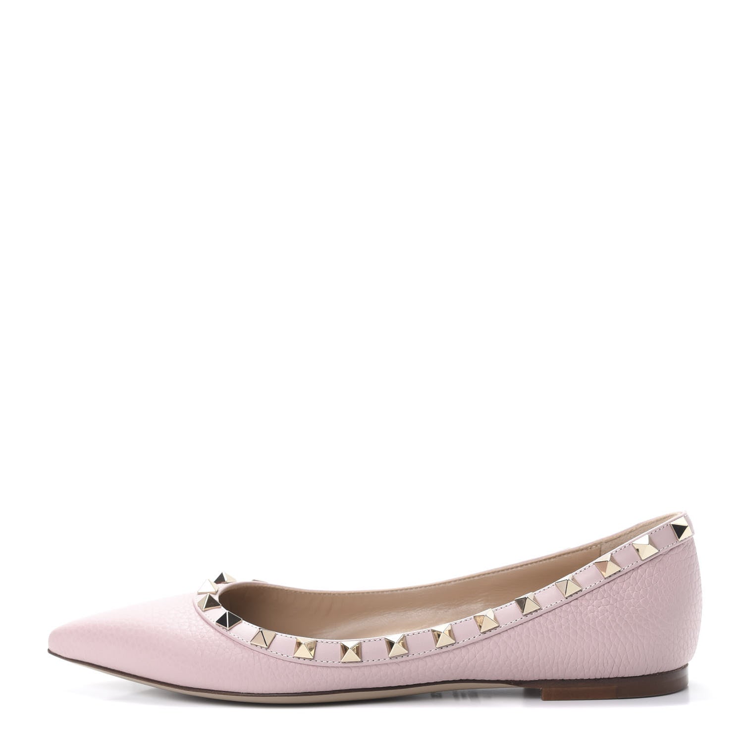 Valentino Garavani Pebbled Calfskin Rockstud Ballerina Flats 36.5 Water Rose 1 of 11