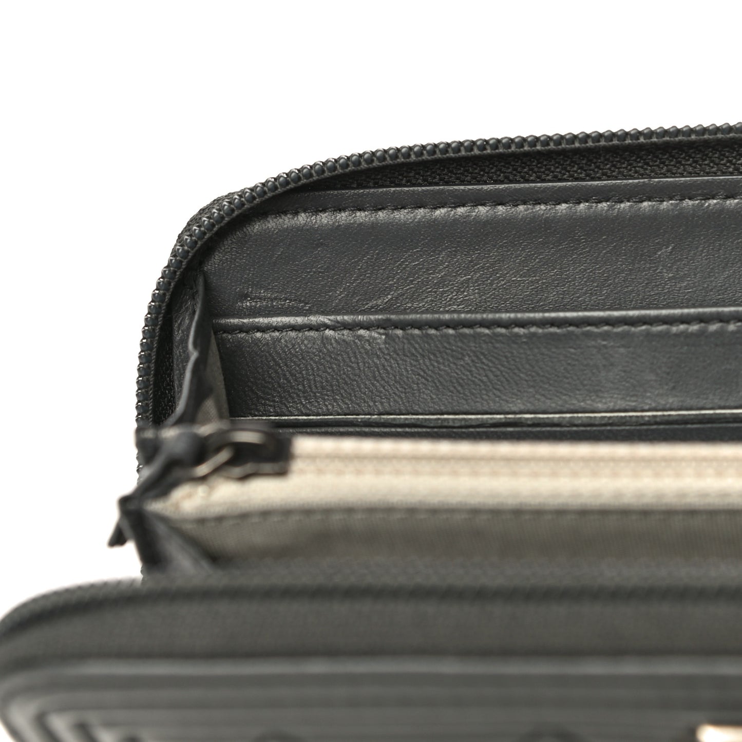 Lambskin Quilted Boy Zip Around Wallet Dark Grey