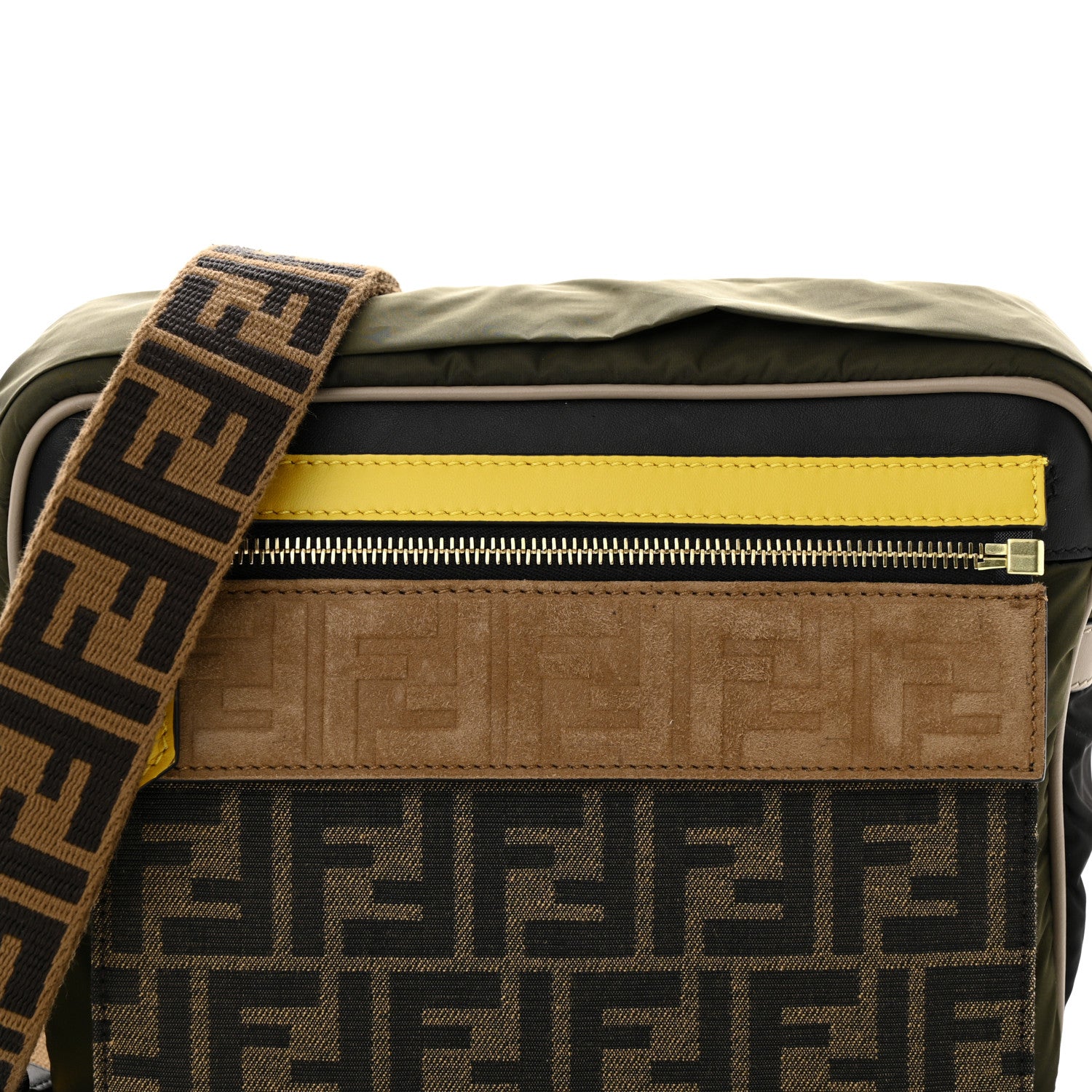 Fendi Nylon Dolmias Vitello Grace FF East West Messenger Military Brown Tortora 8 of 10