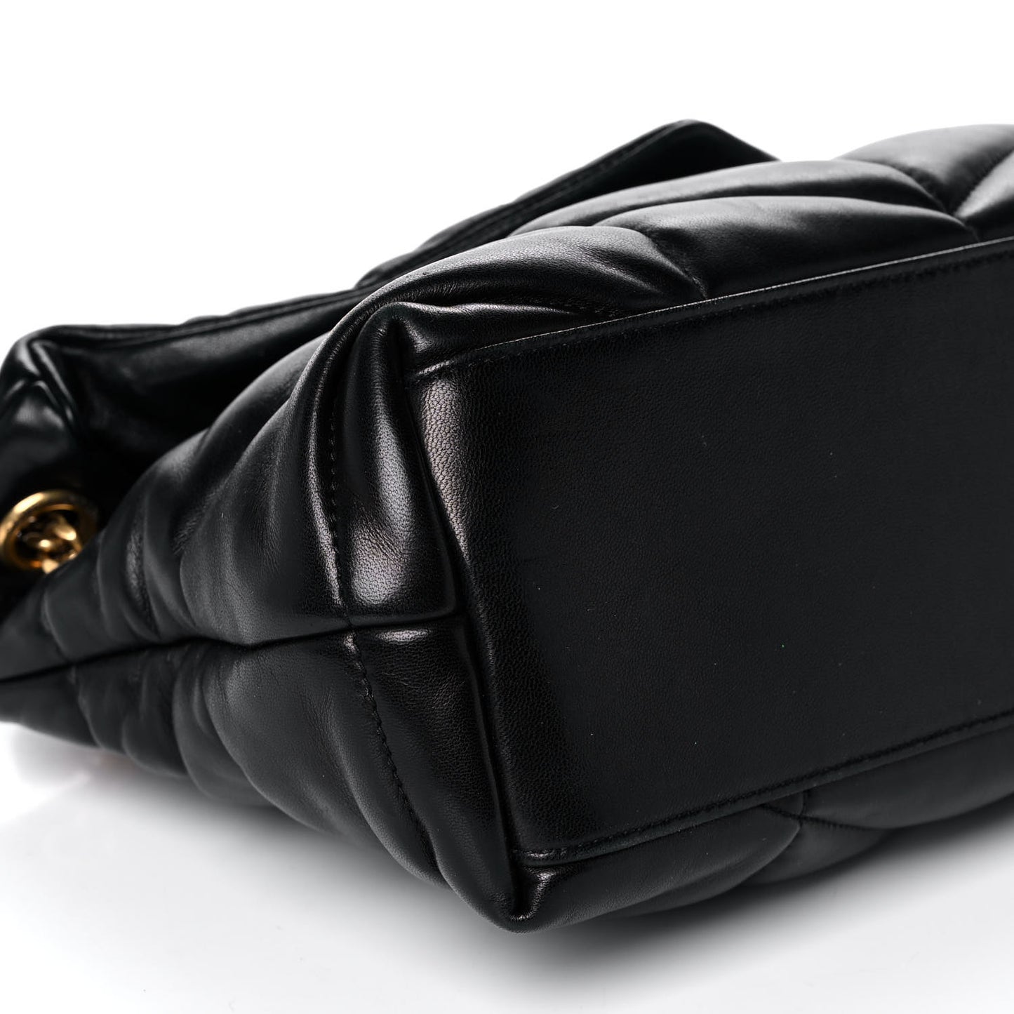 Lambskin Quilted Small Loulou Puffer Monogram Chain Satchel Black