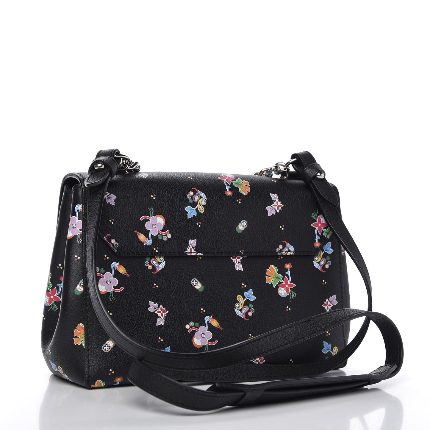 Soft Calfskin Lockme II Floral Chain Bag BB Black