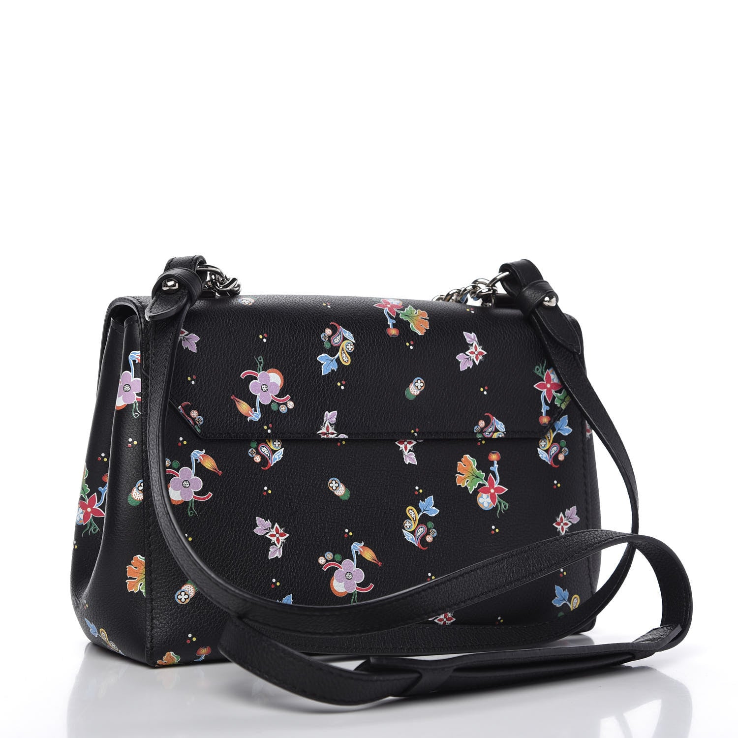 Louis Vuitton Soft Calfskin Lockme II Floral Chain Bag BB Black 3 of 10