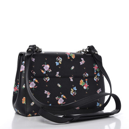 Louis Vuitton Soft Calfskin Lockme II Floral Chain Bag BB Black 3 of 10
