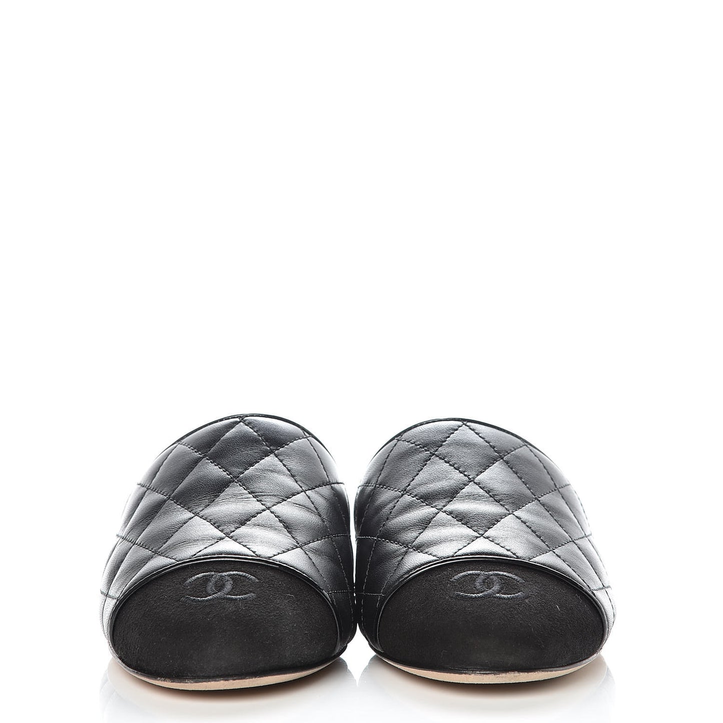 Lambskin Kid Suede Quilted Mules 36 Black