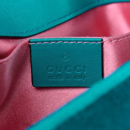 Gucci Velvet Matelasse Mini GG Marmont Shoulder Bag Pavone Cyan 8 of 9