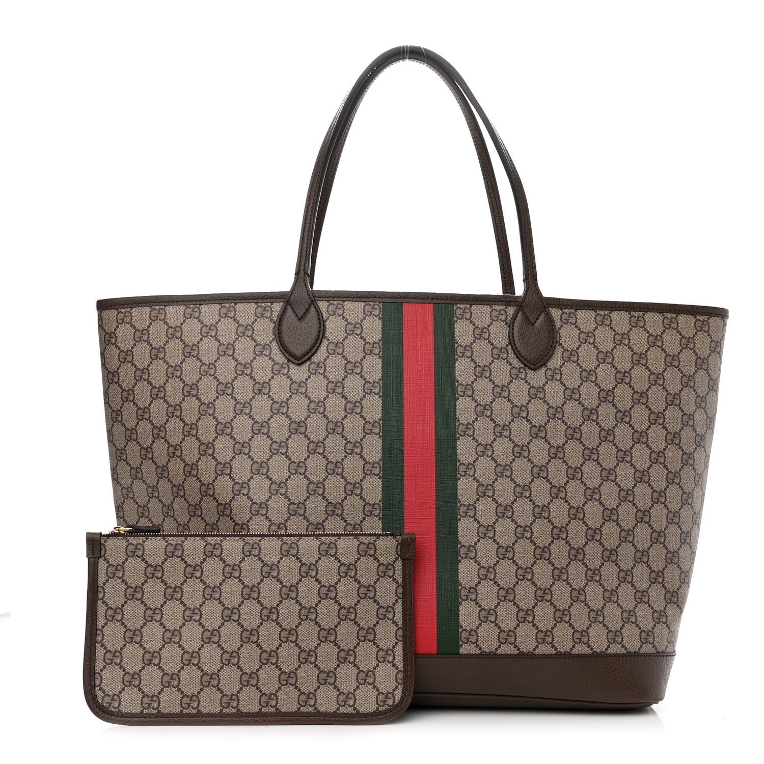 Gucci GG Supreme Monogram Textured Dollar Calfskin Web Large Ophidia Tote Beige Ebony New Acero 1 of 11