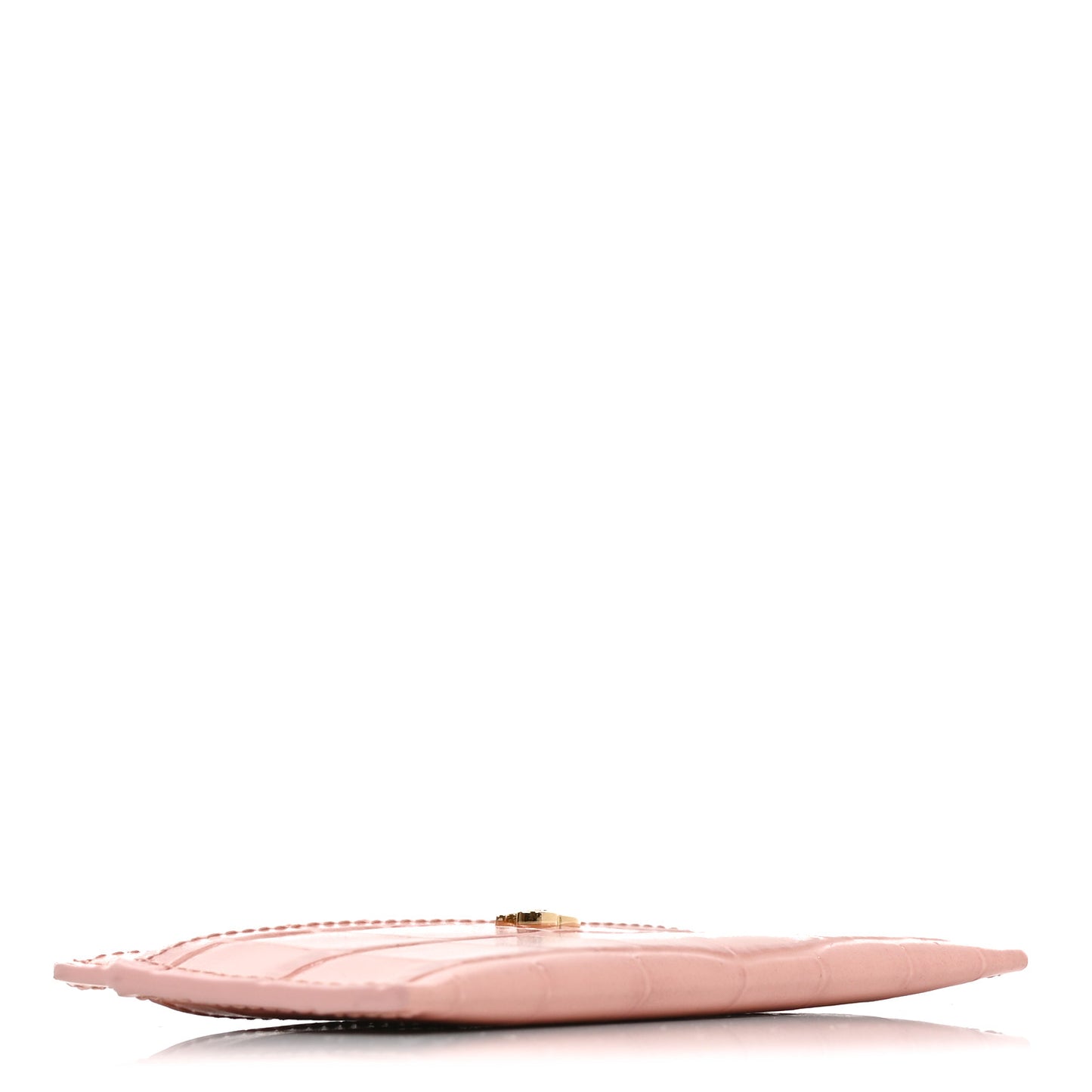 Calfskin Crocodile Embossed Crococo Card Holder Light Pink