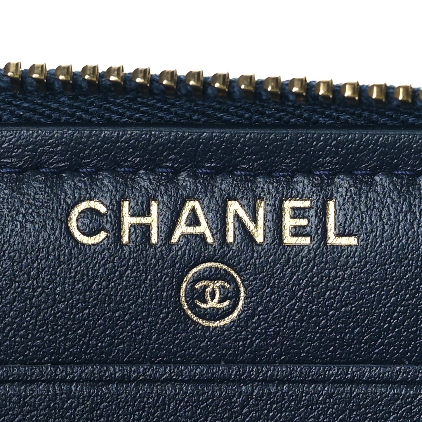 Lurex Canvas Medium Deauville Zip Around Wallet Navy Blue Gold