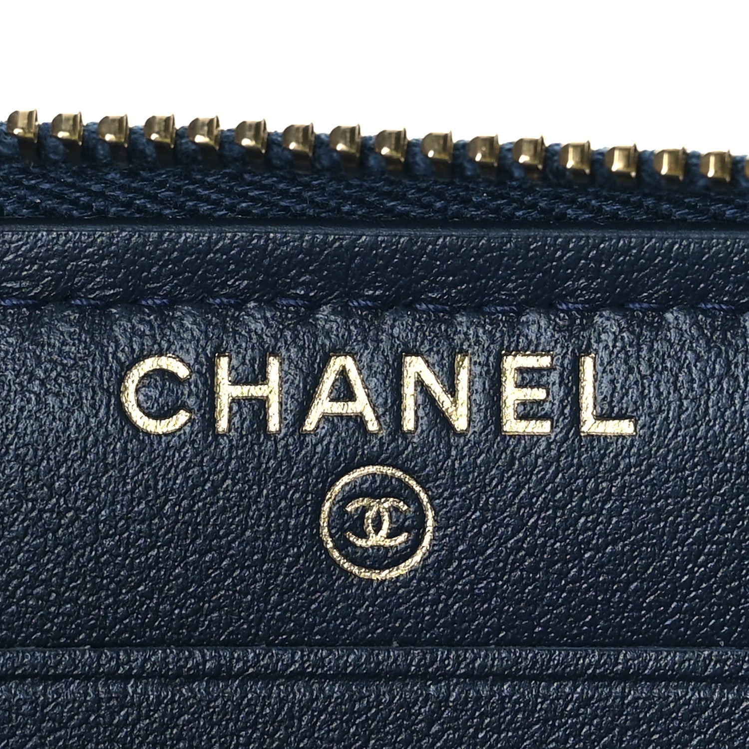 Chanel Lurex Canvas Medium Deauville Zip Around Wallet Navy Blue Gold 6 of 11