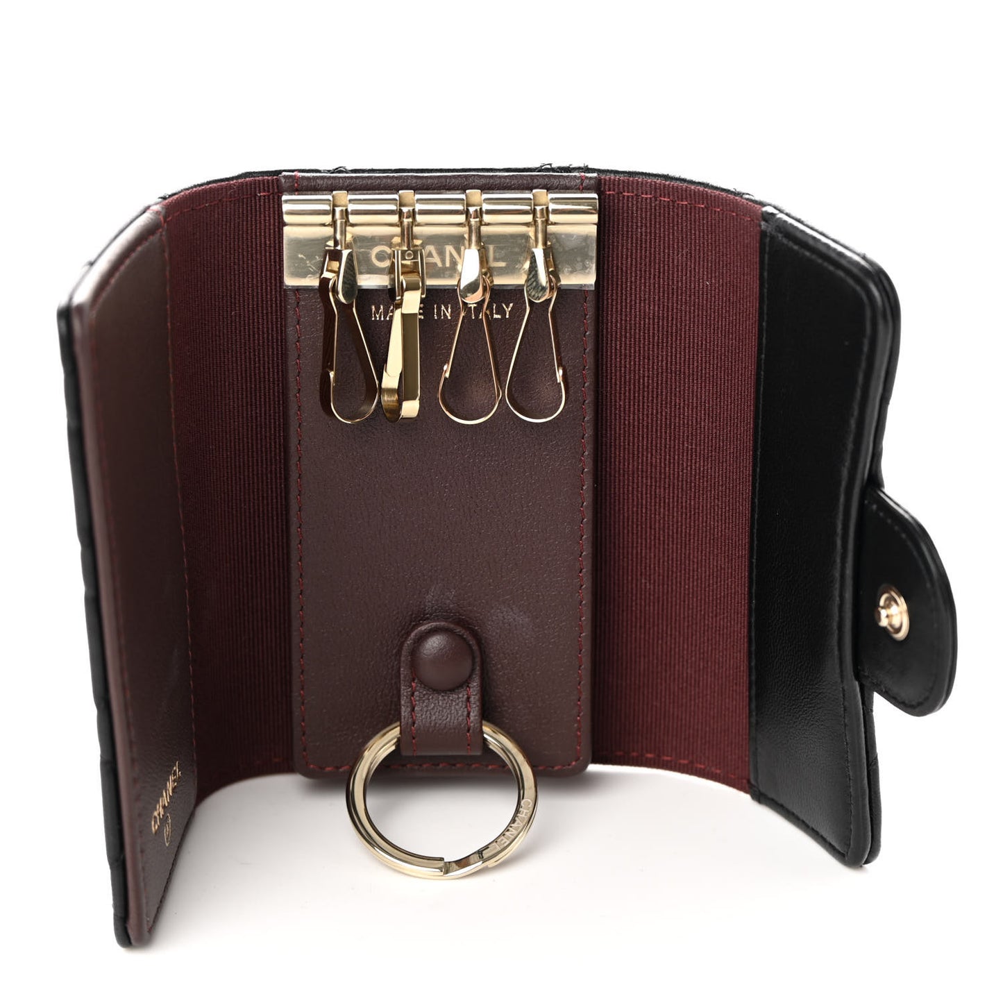 Lambskin Quilted 4 Key Holder Black