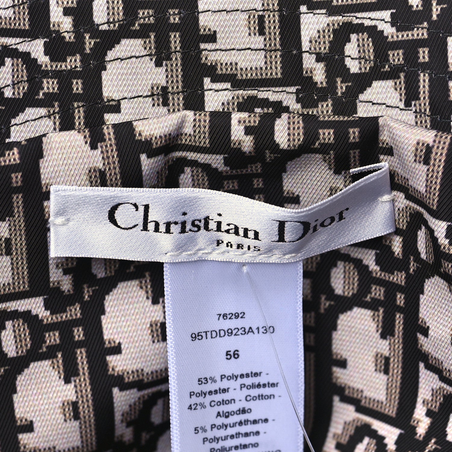 Christian Dior Polyester Cotton Oblique Reversible Teddy-D Brim Bucket Hat 56 Black 11 of 11