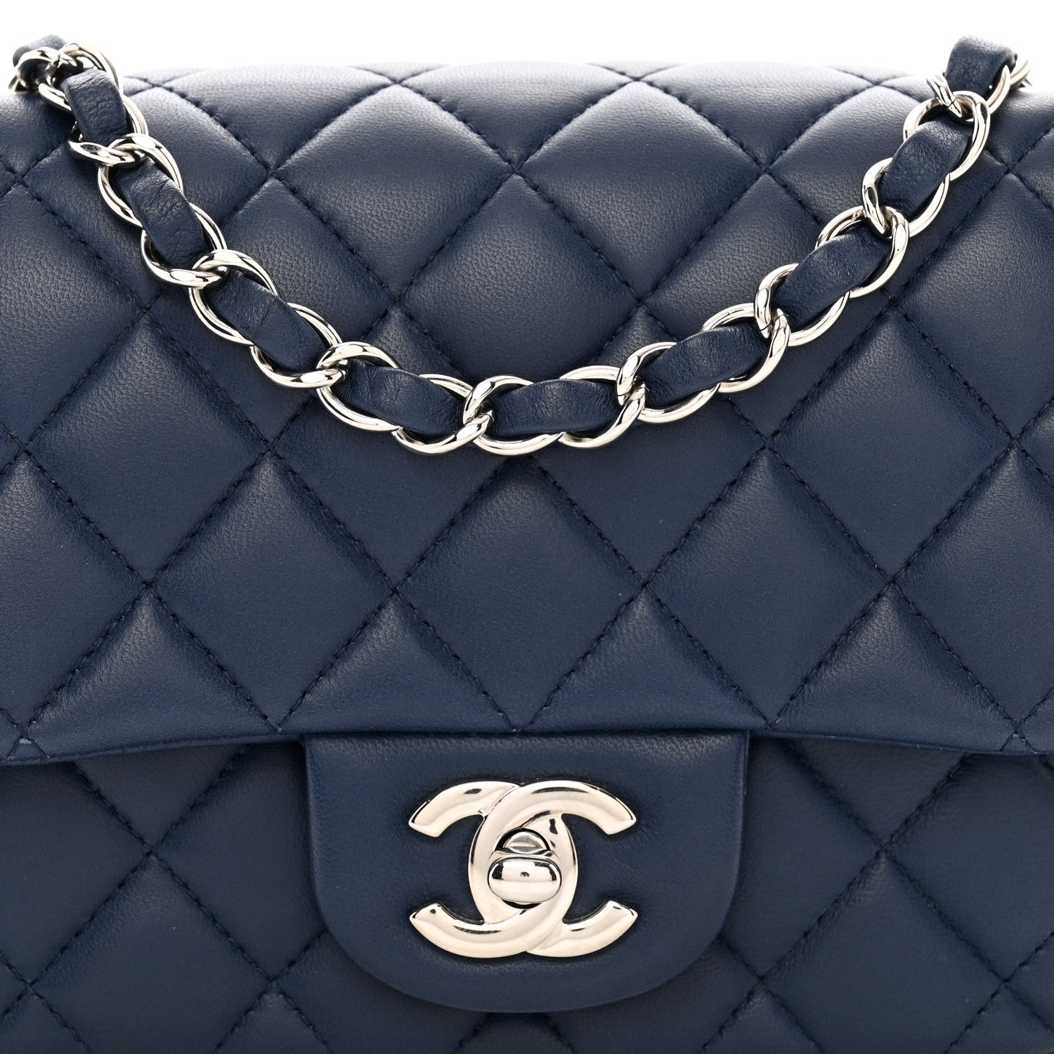Chanel Lambskin Quilted Mini Square Flap Navy 5 of 10