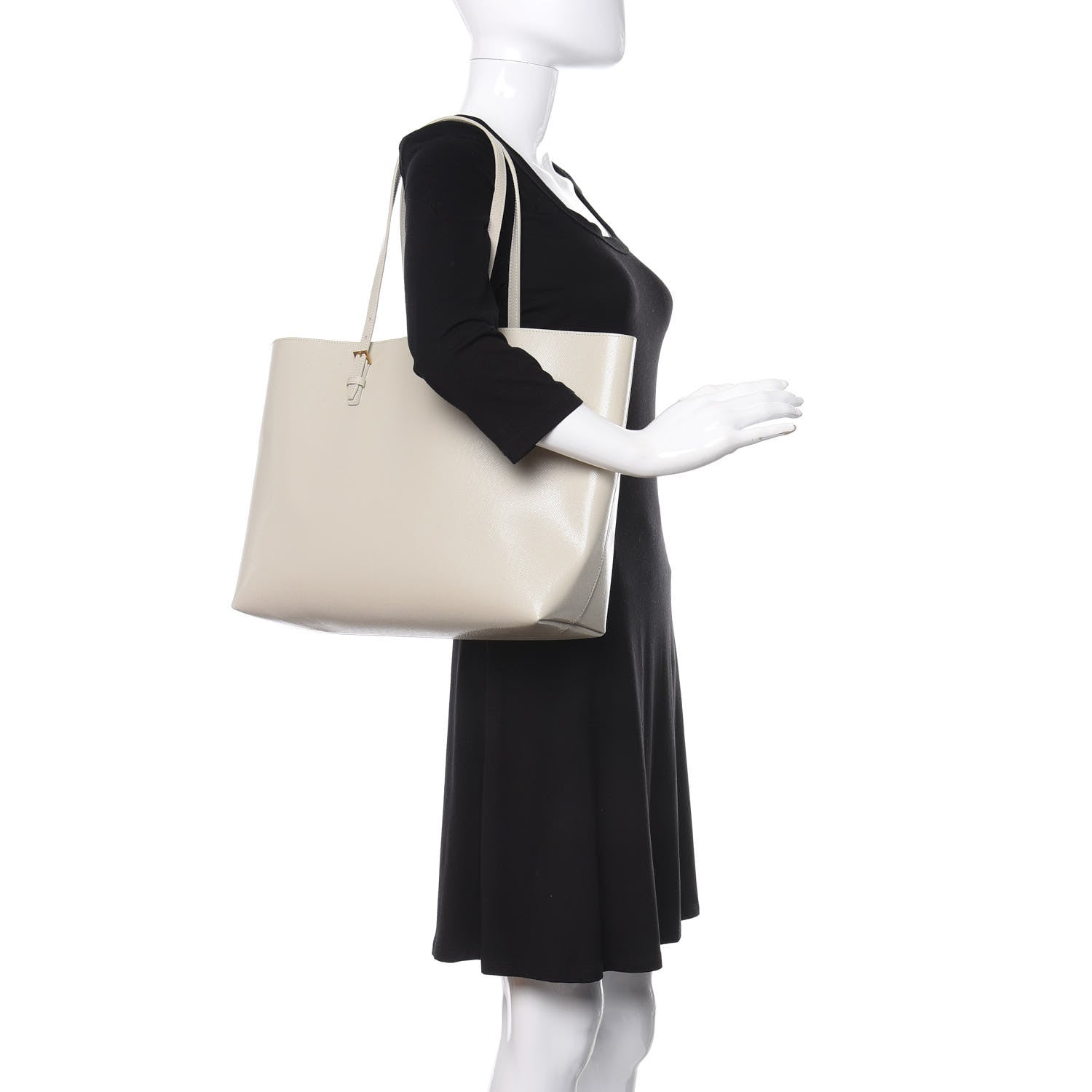 Saint Laurent Grained Calfskin Large Shopping Tote Vintage Black 2 of 10