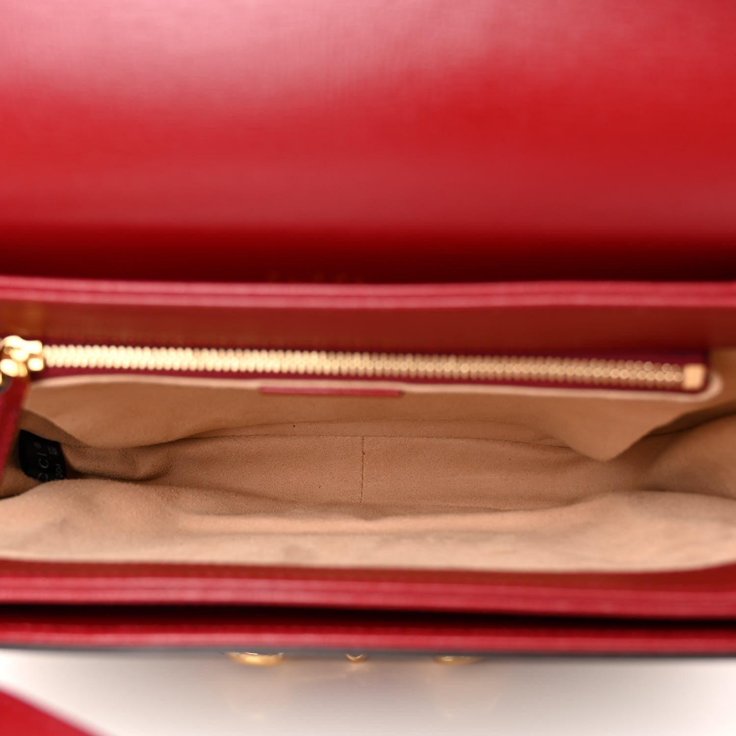 Gucci GG Supreme Monogram Azalea Calfskin Horsebit 1955 Shoulder Bag Beige Ebony New Cherry Red 5 of 12
