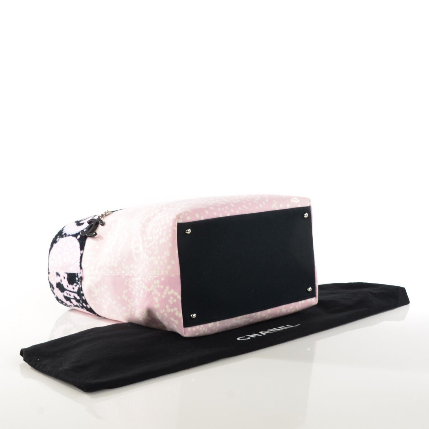 Terry Cotton Canvas Printed Large CC Tote Pink Black
