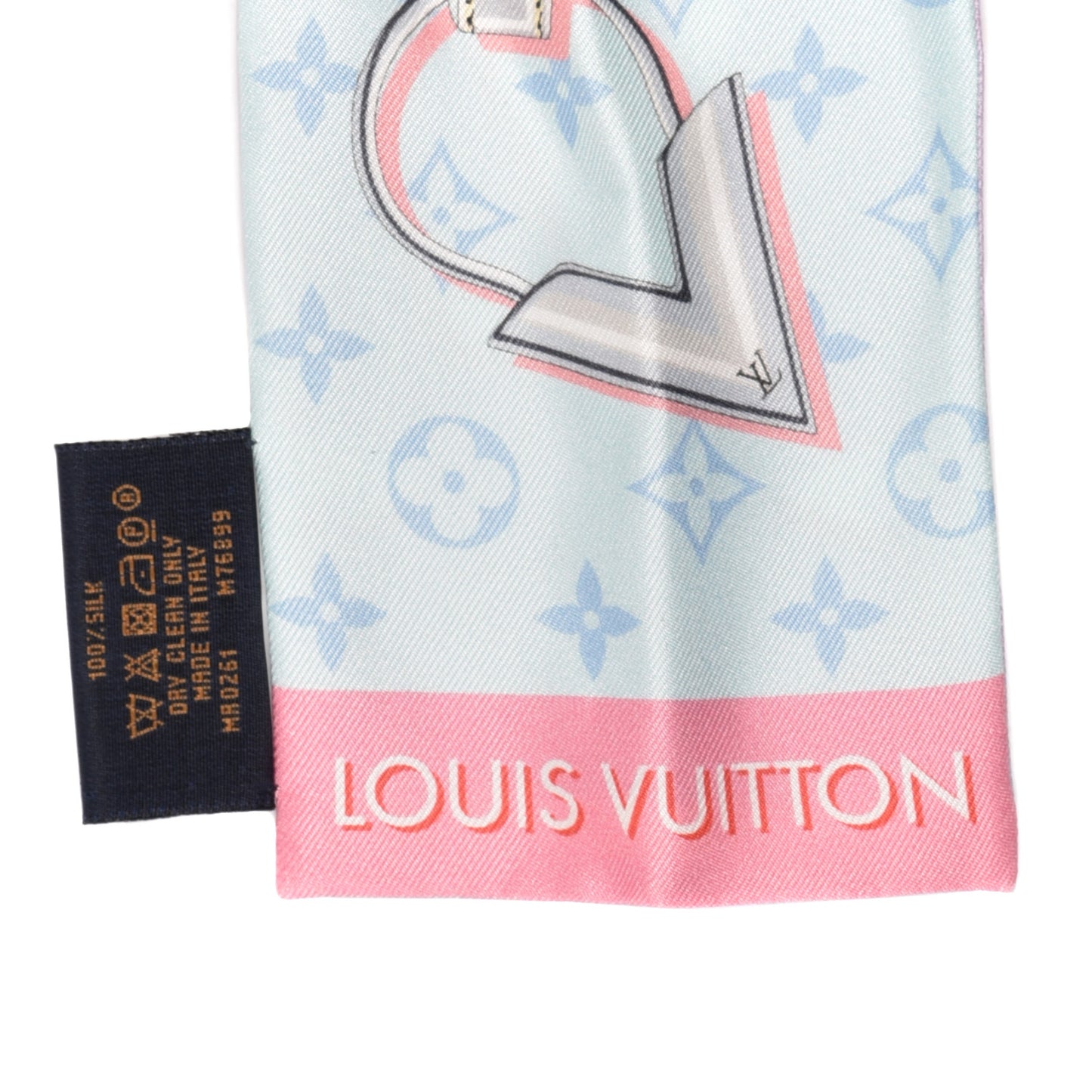 Silk Monogram Escale Confidential Bandeau Blue Pink