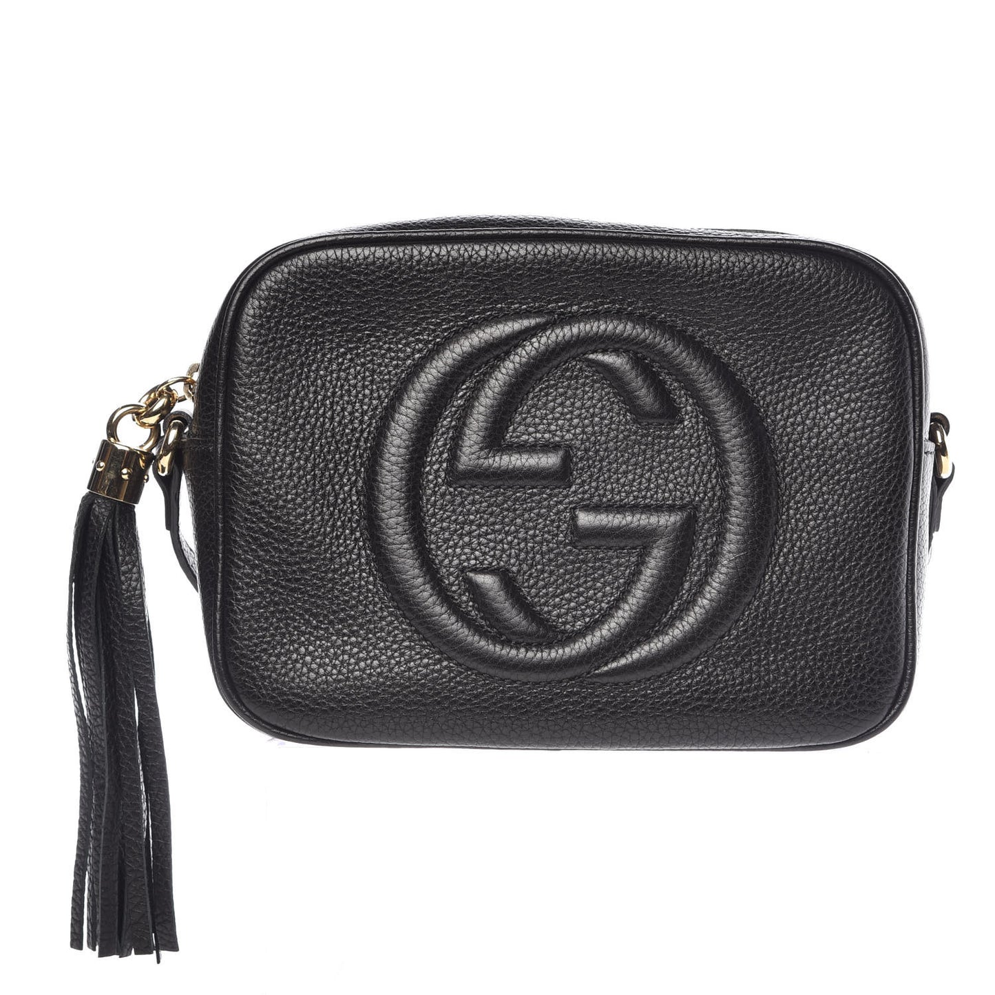 Pebbled Calfskin Small Soho Disco Bag Black