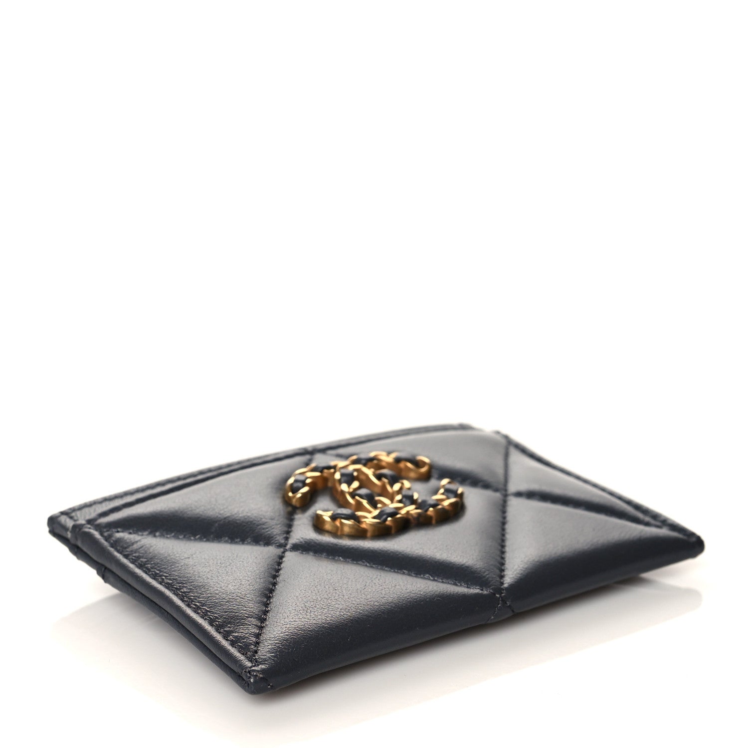 Chanel Lambskin Quilted Chanel 19 Card Holder Dark Grey 4 of 9