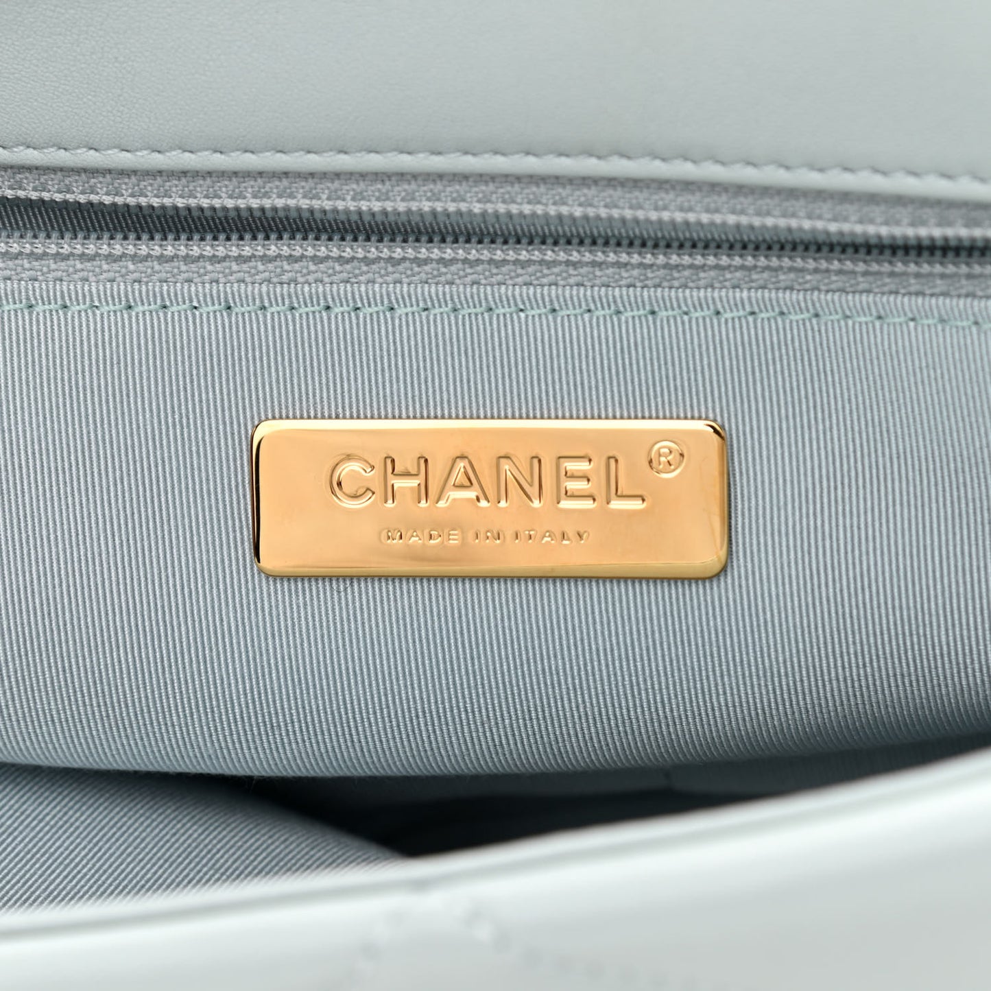 Lambskin Quilted Large Chanel 19 Flap Light Blue