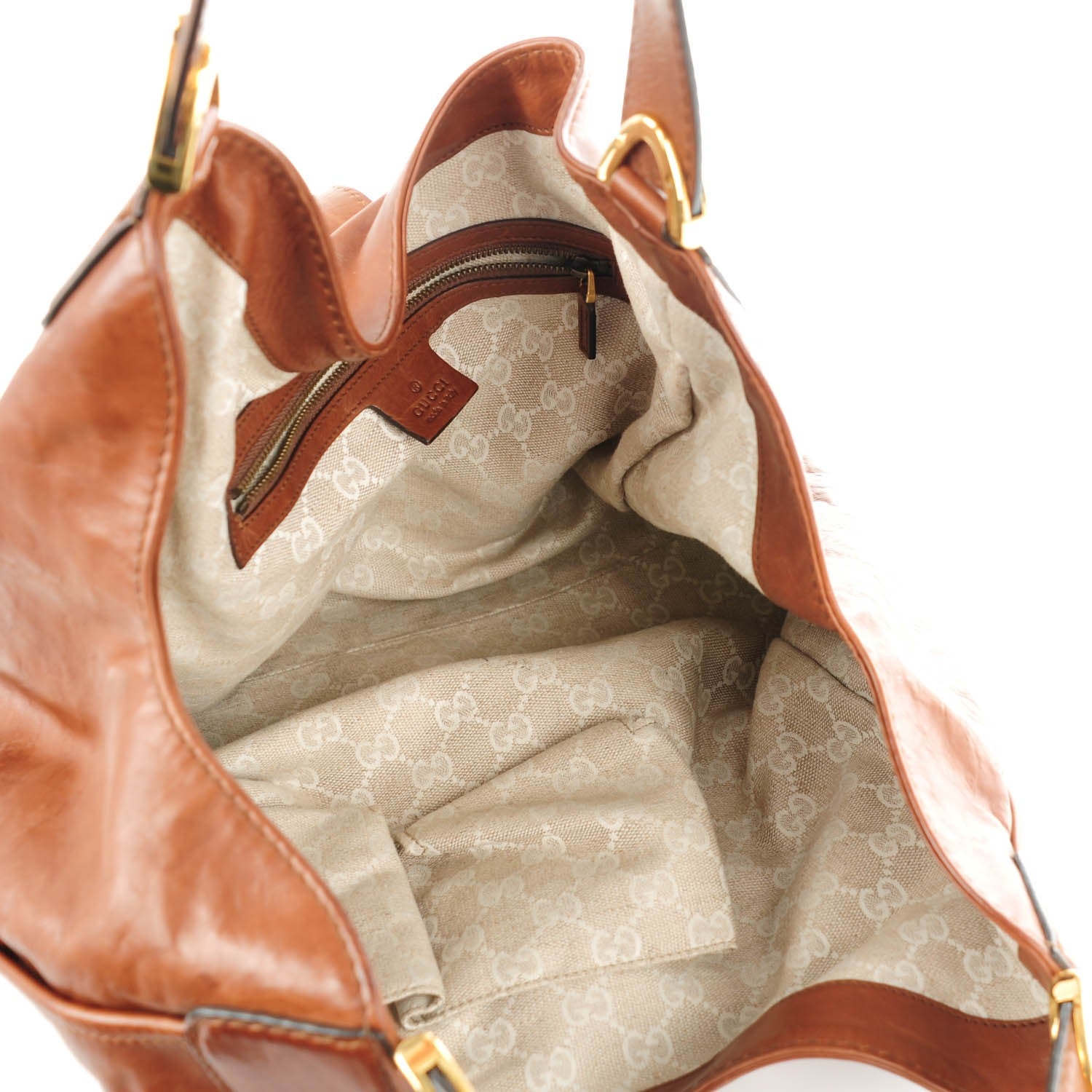 Gucci Washed Calfskin Medium Soft Stirrup Shoulder Bag Brown 8 of 8