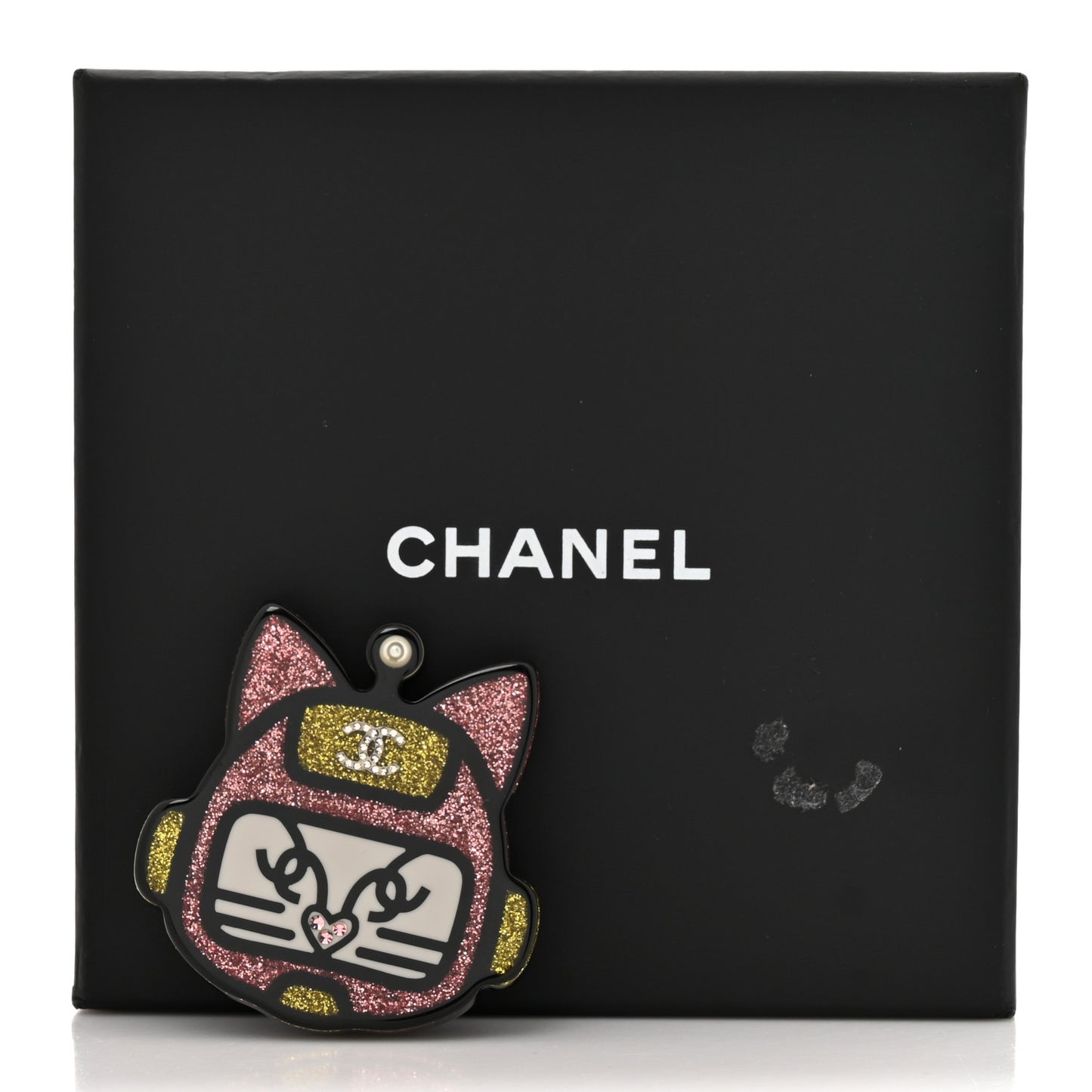 Resin Emoji Robot Cat Brooch Pink Yellow