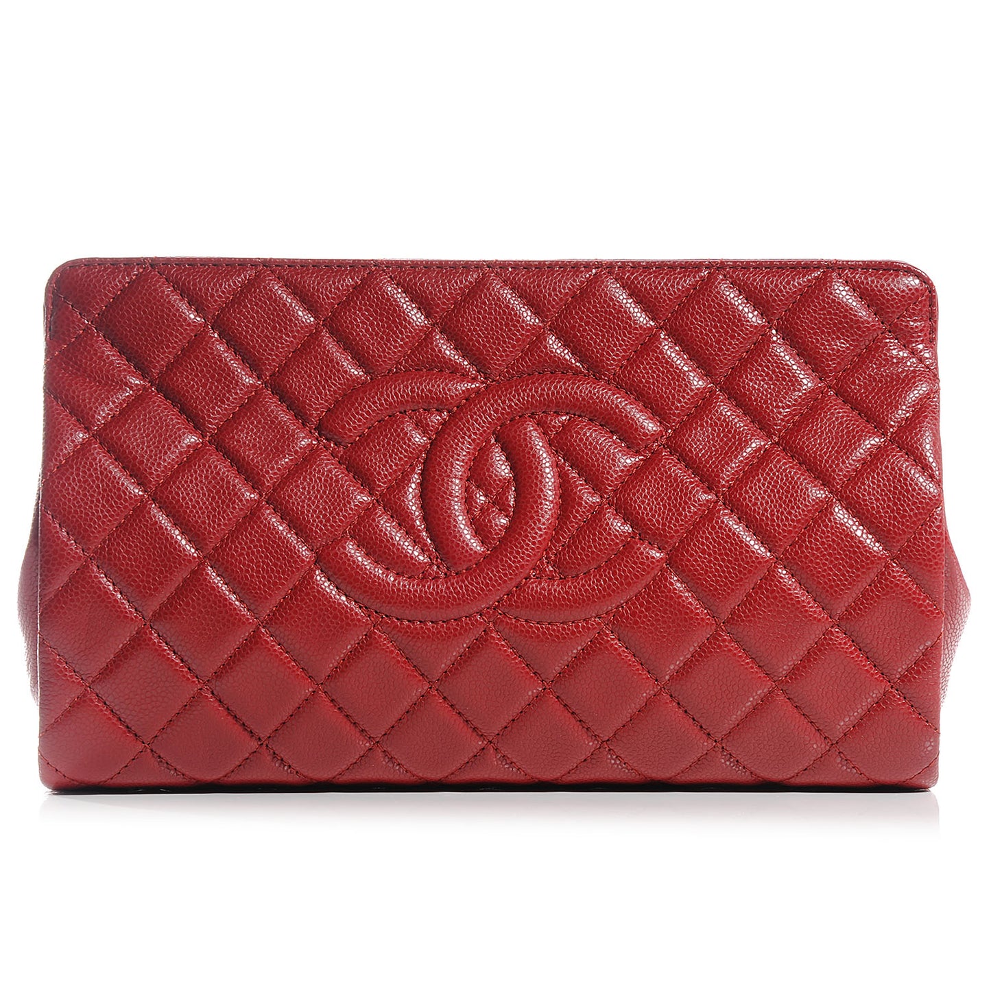 Caviar Quilted CC Large Clutch Red