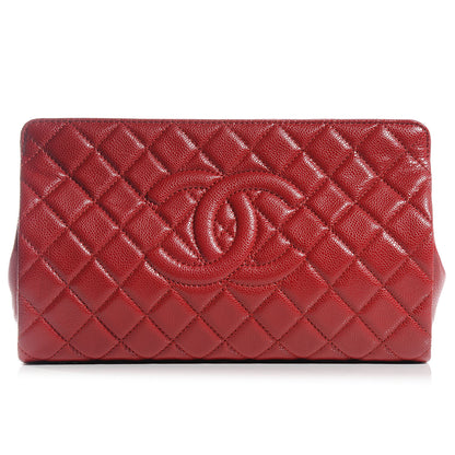 Chanel Caviar Quilted CC Large Clutch Red 1 of 8