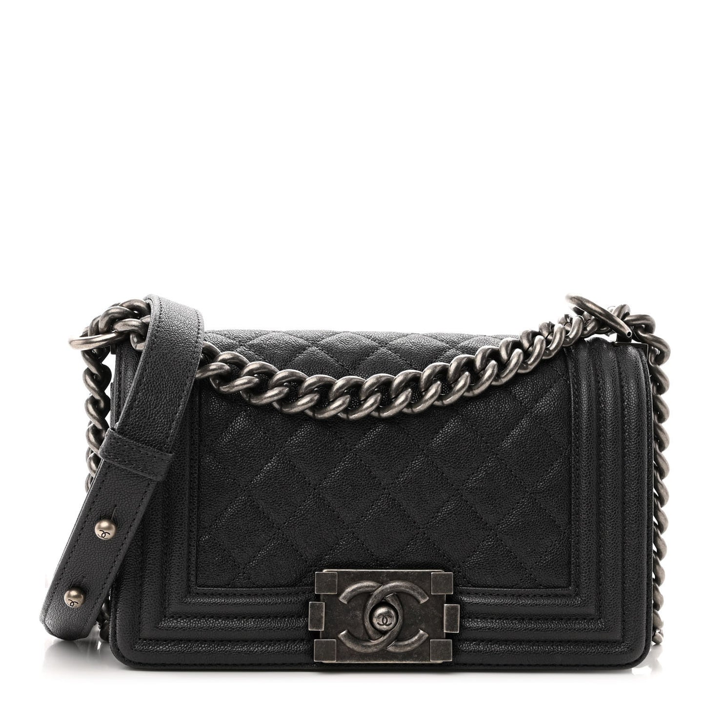Caviar Quilted Small Boy Flap Black