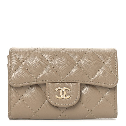 Chanel Caviar Quilted Flap Card Holder Wallet Beige 1 of 8