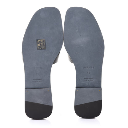 Hermes Box Calfskin Oran Sandals 39 Black 12 of 22