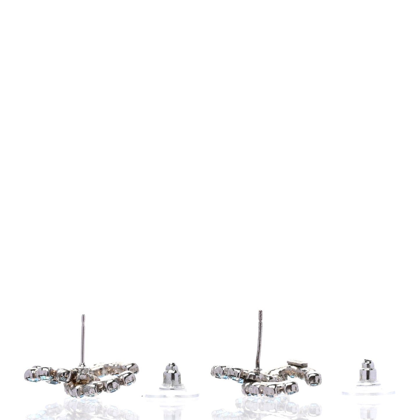 Crystal CC Earrings Silver Blue